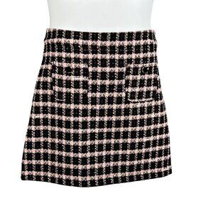 Maison d' Amelie Paris NEW Womens 6 Pink Black Tweed Mini Skirt Clueless Preppy